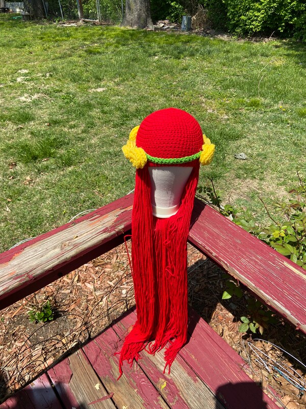 Hippie girl yarn wig